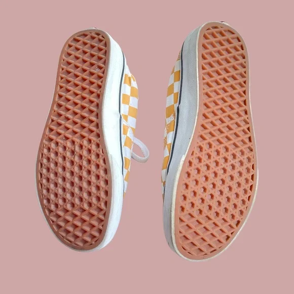 Vans Authentic Women's Checkerboard Yellow Low Top Lace Up - Picture 5 of 6